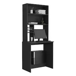 Spaco - 29.6 Inch Wide Office Computer Hutch Desk with 5 Shelves Compact Design, for Home Office - Black