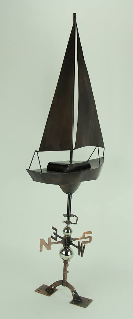 Alt View 2. Zeckos - Antique Copper Finish Metal Sailboat Weather Vane with Roof Mount - Brown.