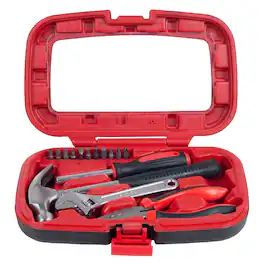 Stalwart - 15PC Tool Set with Multi-Bit Screwdriver - Red and Black
