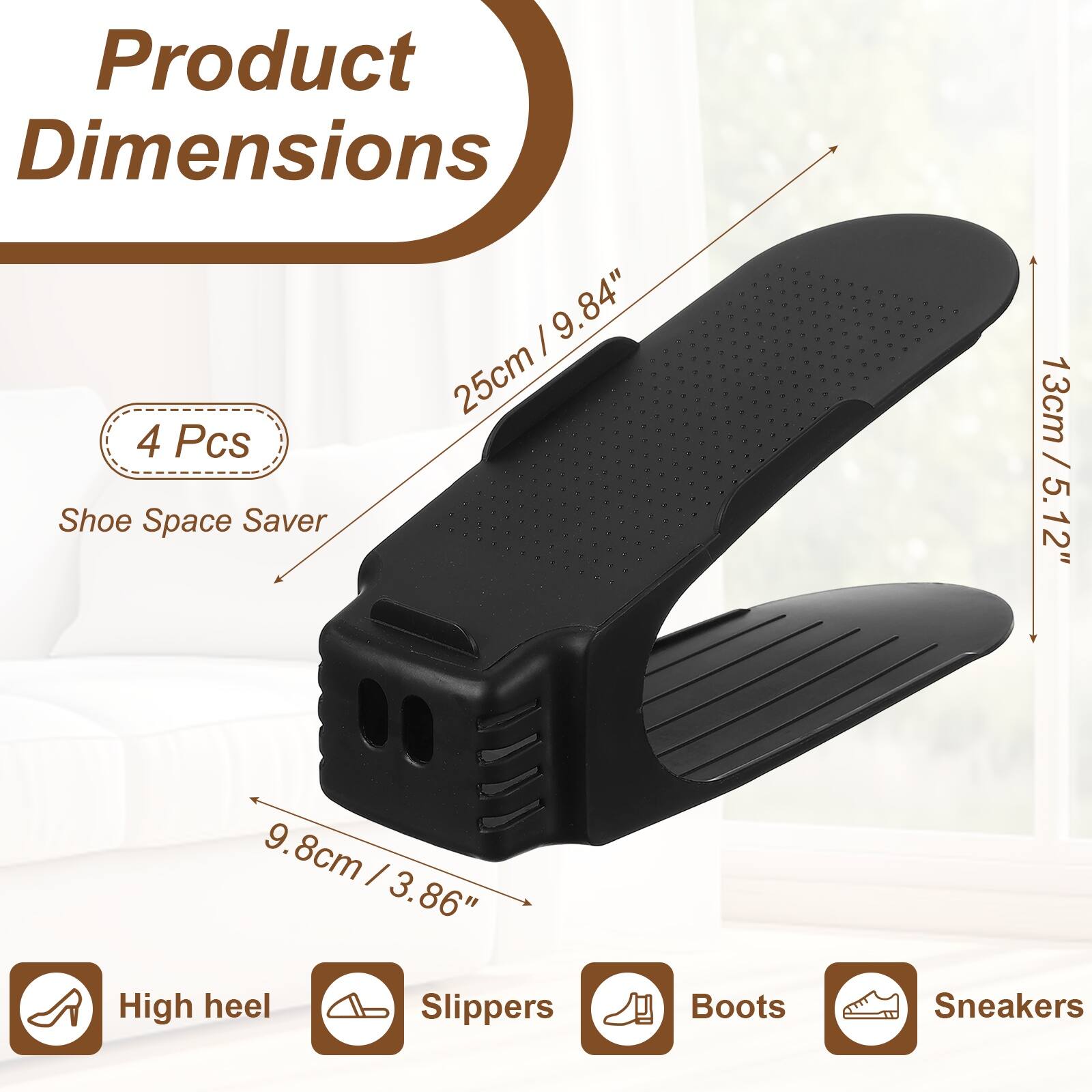 Unique Bargains Shoe Slot Organizer 4pcs, 10.2x3.9x5.1 Inch Shoe ...