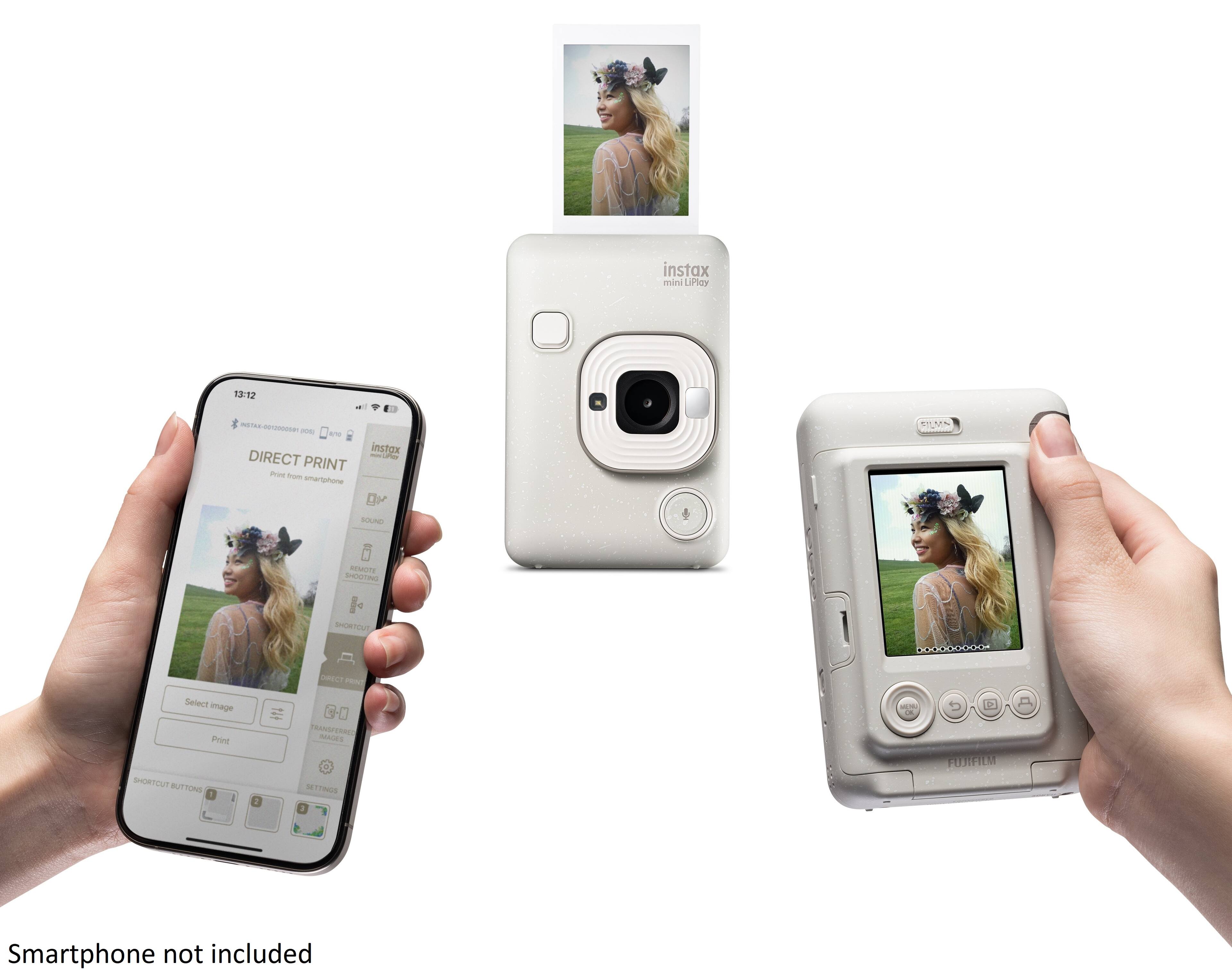 instax mini Lift-A-Finger 13:12 - T-0120000 - instax DIRECT PRINT - a - amariphore r SUA SMN RESAOTE SHOOTING - SHOTOUT - D000000Gor DRECT FET Select image Print SRCUP BUTTONS 2 - RNGFERN NADES d crOUS 3 - FUFIM Smartphone not included