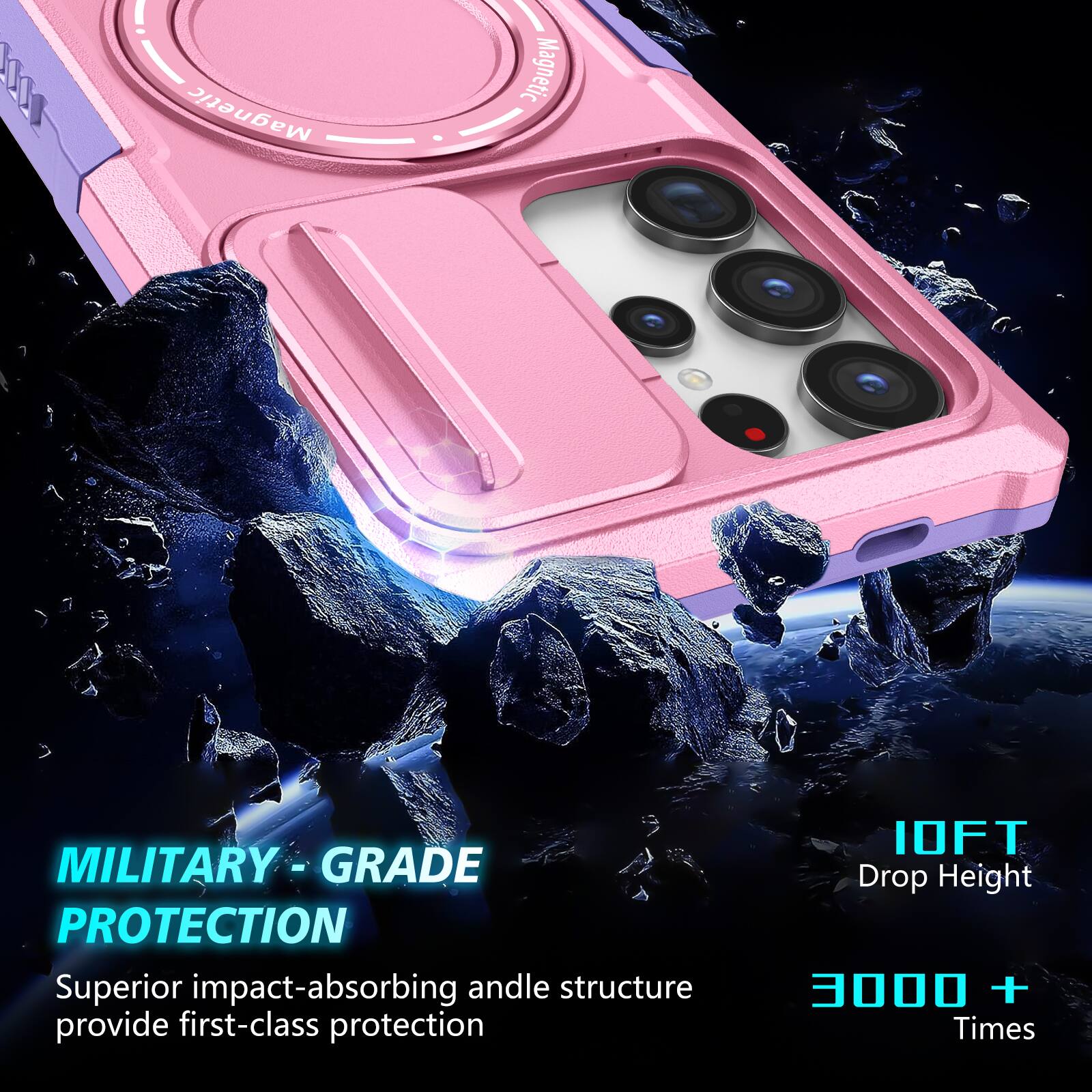 Magnetic MILITARY - GRADE PROTECTION  
Superior impact-absorbing andle structure provide first-class protection  
10FT Drop Height  
3000 + Times