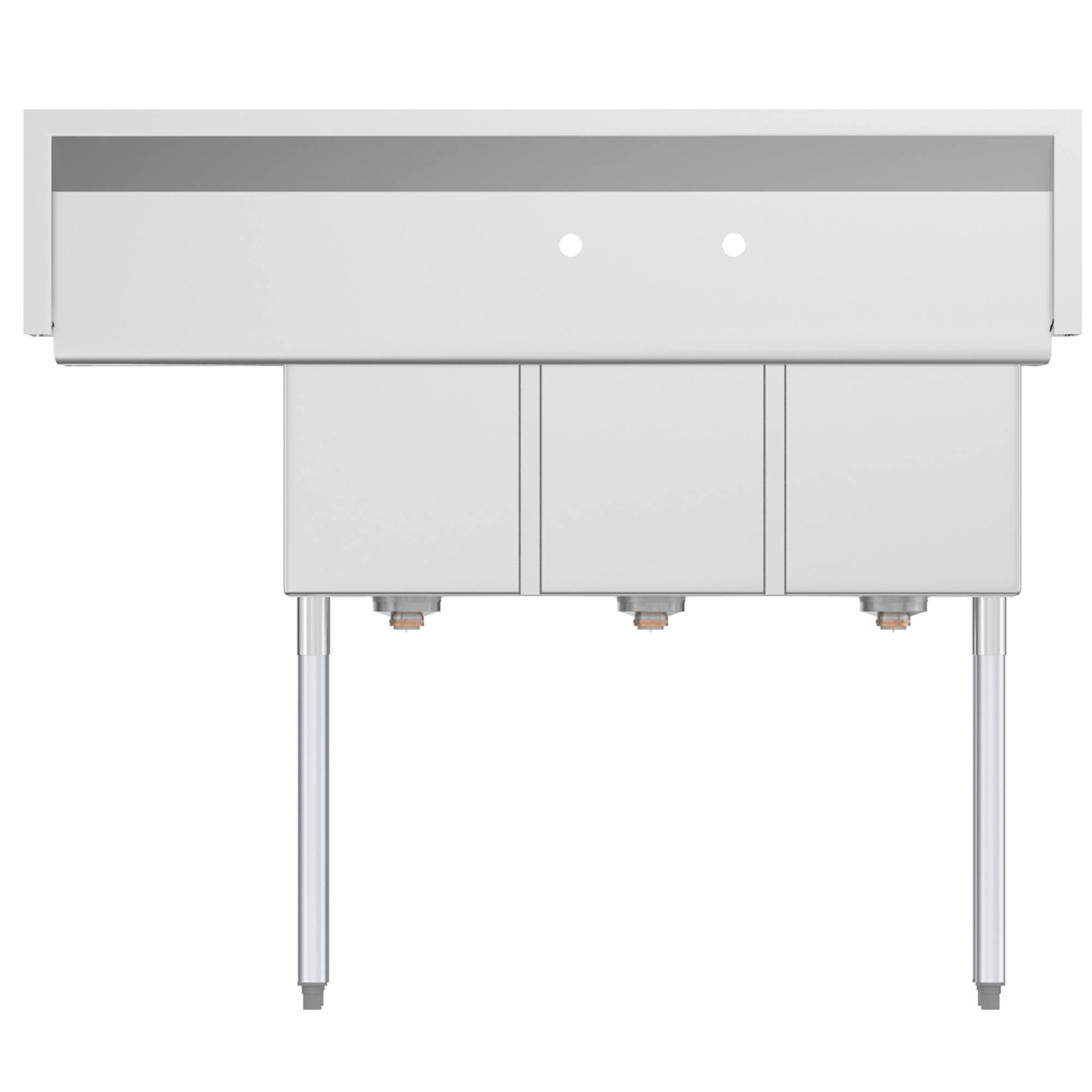 Back. Koolmore - 51 in. Three Compartment Stainless Steel  Sink with Drainboard, Bowl Size 12"x 16"x 10" SC121610-12R3. - Stainless Steel.
