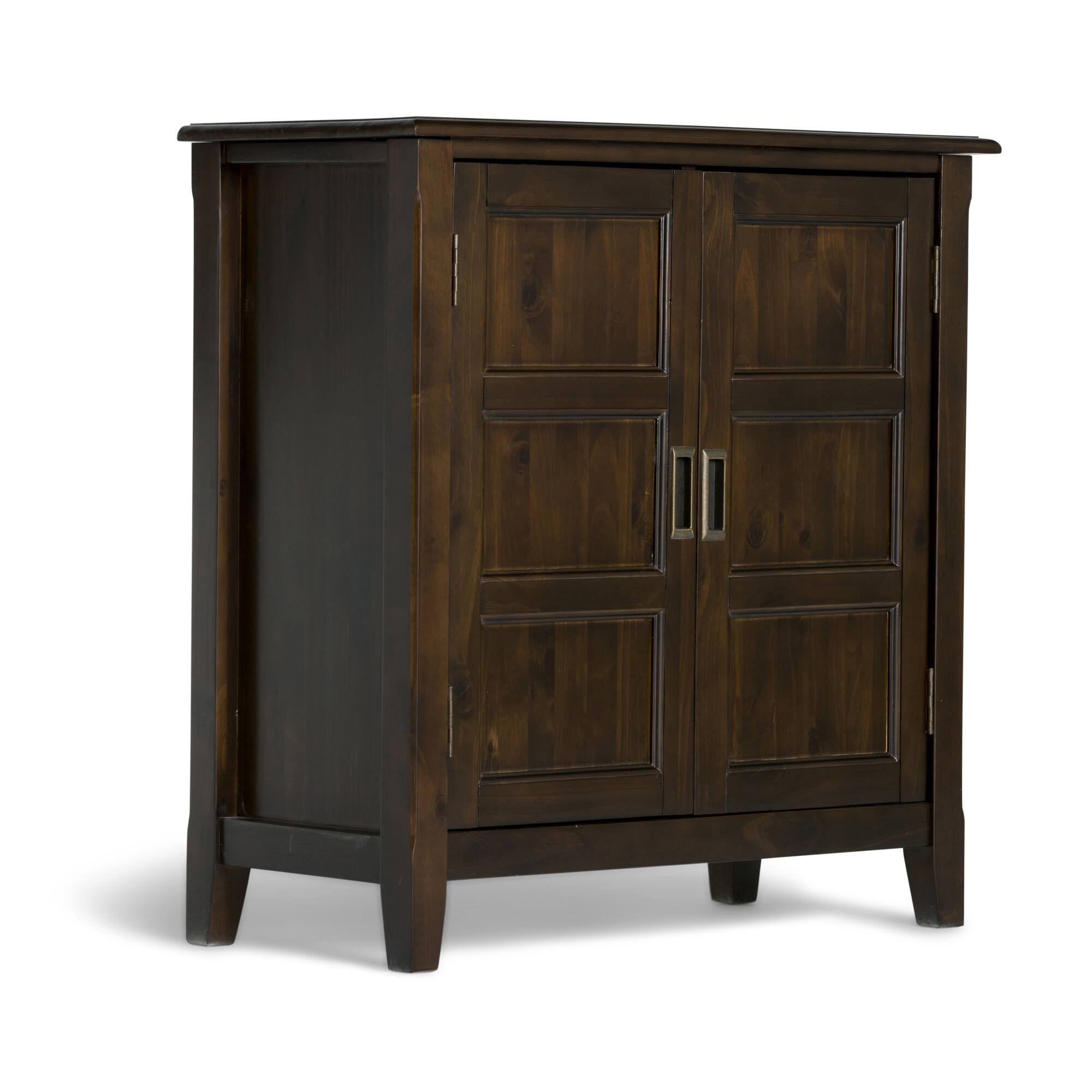 Angle. Simpli Home - Burlington Low Storage Cabinet - Mahogany Brown.