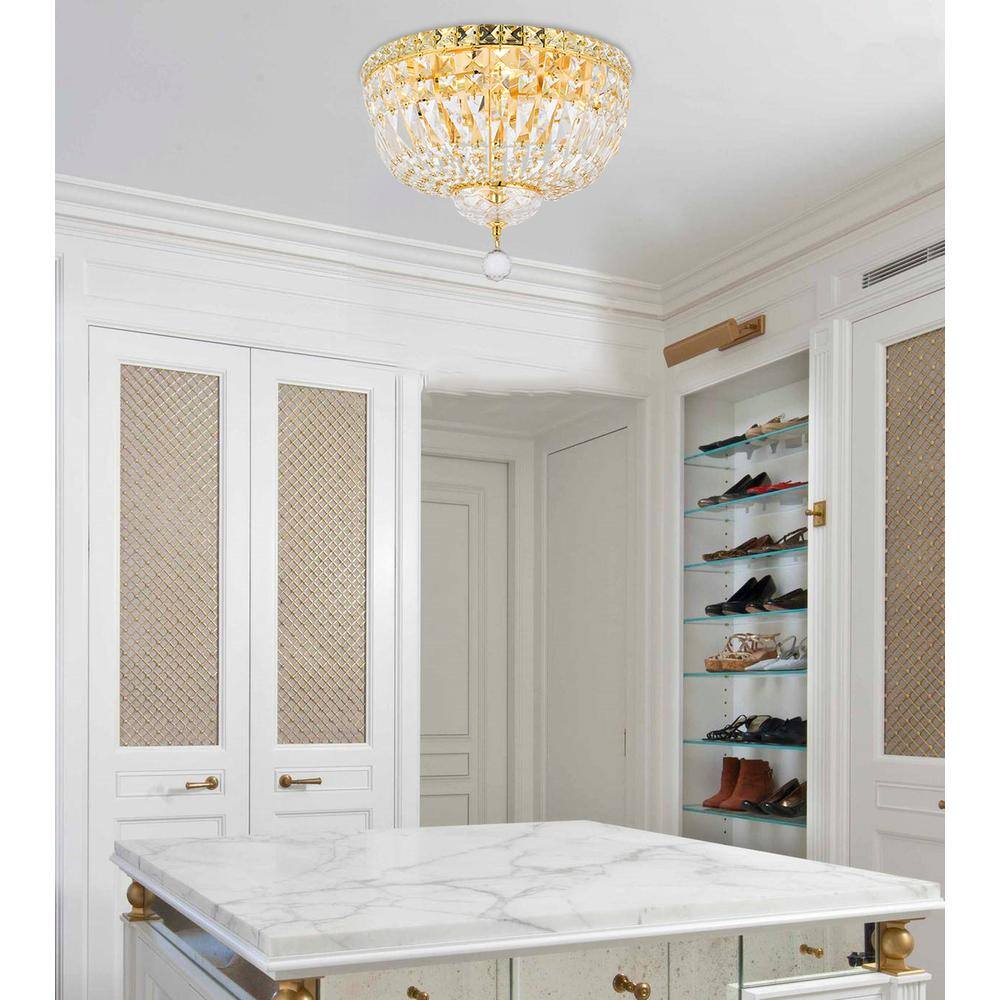 Back. Elegant Lighting - Tranquil 4 light Gold Flush Mount Clear Royal Cut Crystal - Gold.