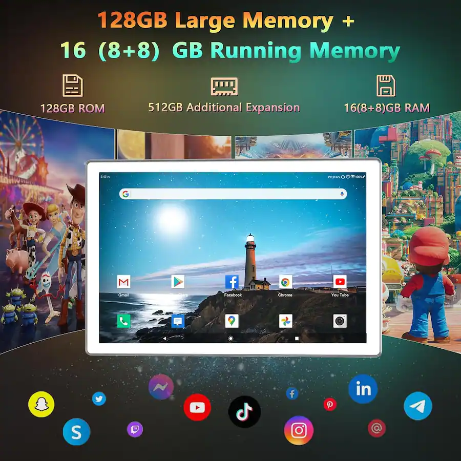 MOONSTARS Latest 2025 Android 13 Tablet, 128GB ROM+16(8+8)GB RAM+ 512GB ...