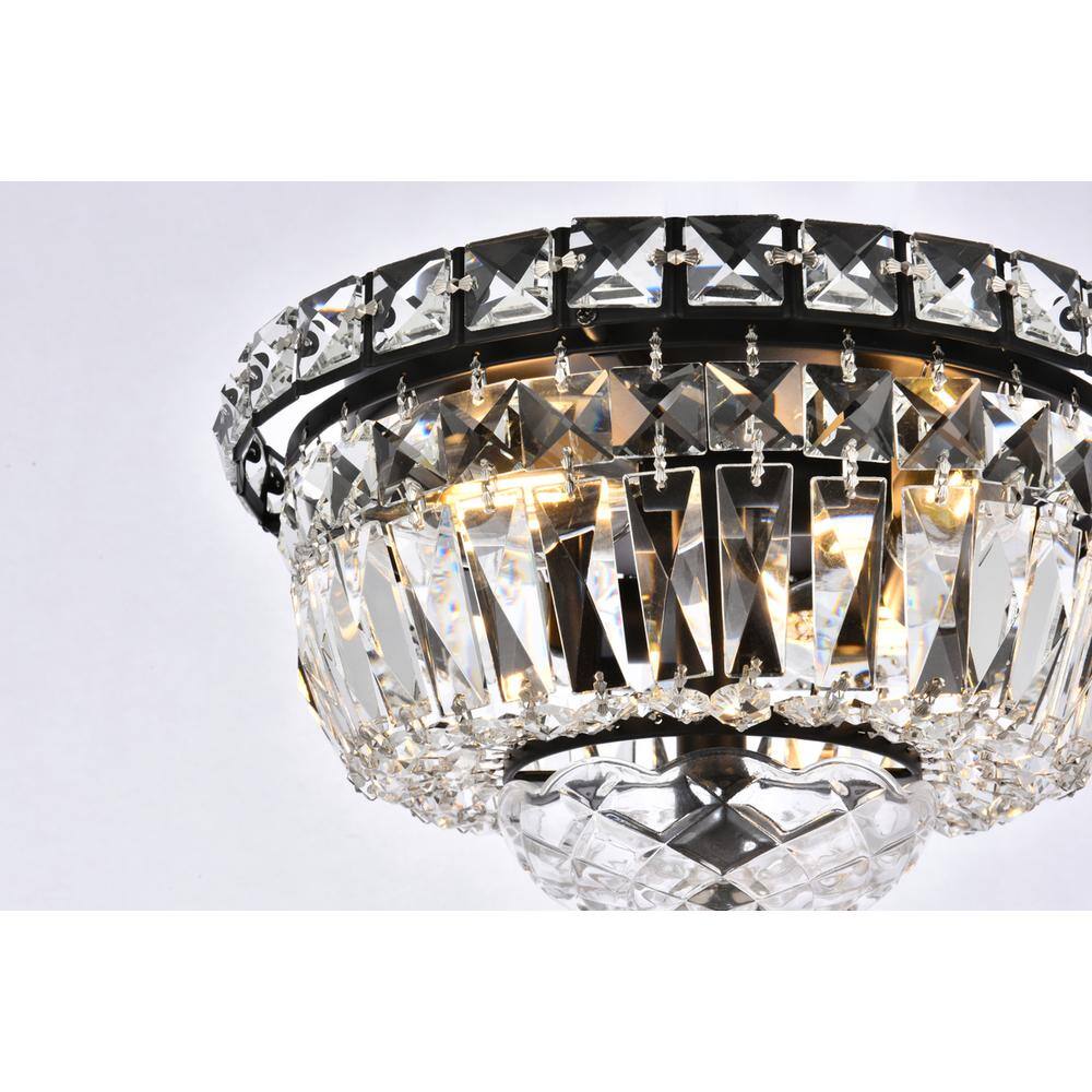 Alt View 2. Elegant Lighting - Tranquil 10 inch black flush mount - Black And Clear.