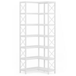 Kadyn - Bookshelf, Storage Shelf, Bookcase,7-Tier Corner Bookshelf Corner Bookcase Storage Display Rack - White