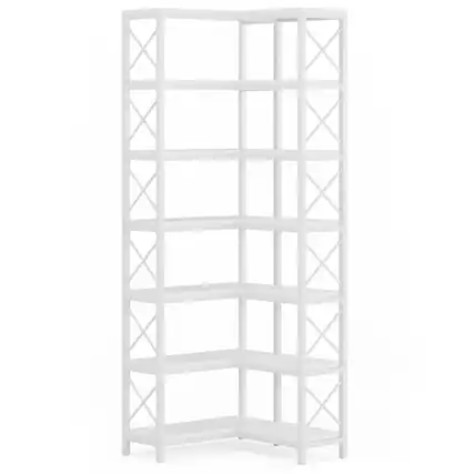 Front. Kadyn - Kadyn Bookshelf, Storage Shelf, Bookcase,7-Tier Corner Bookshelf Corner Bookcase Storage Display Rack,Black - Black.