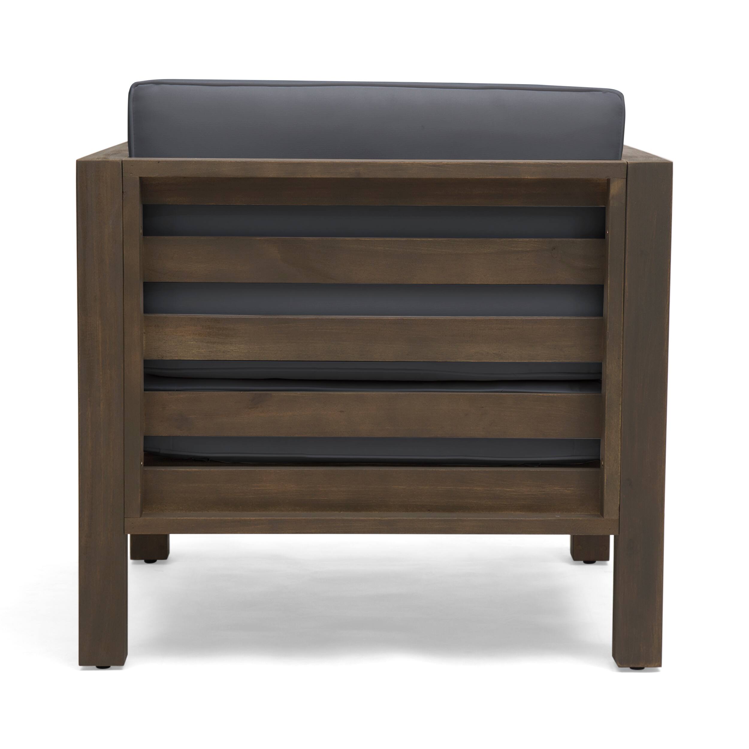 Alt View 2. Mondawe - Acacia Wood Club Chair with Waterproof Cushions - Gray.