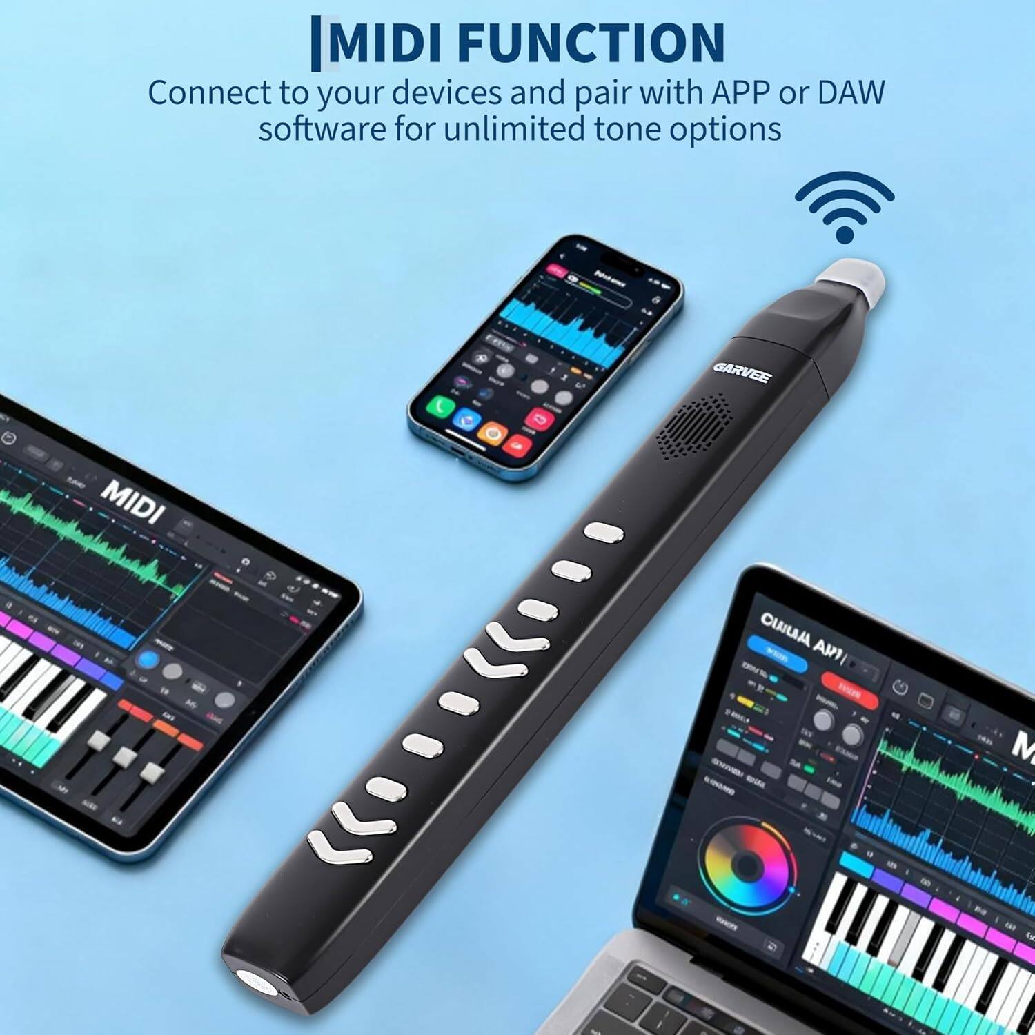 |MIDI FUNCTION  
Connect to your devices and pair with APP or DAW software for unlimited tone options