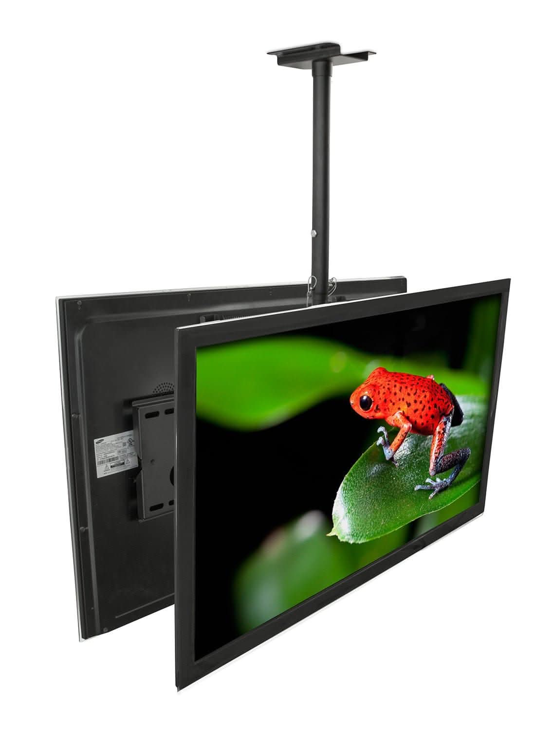 Angle. Mount-It! - Dual-Sided TV Ceiling Mount, Front & Back Display, Swivel & Tilt, Fits 37"–75" TVs - Black.