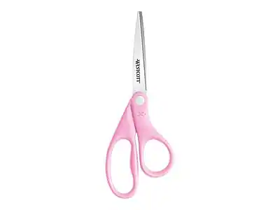 Front. Westcott - All Purpose Ribbon 8" Stainless Steel Scissors, Pointed Tip - Pink.