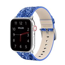 Waloo - Leather Bling Replacement Band for Apple Watch - 44/45/46/49mm - Blue