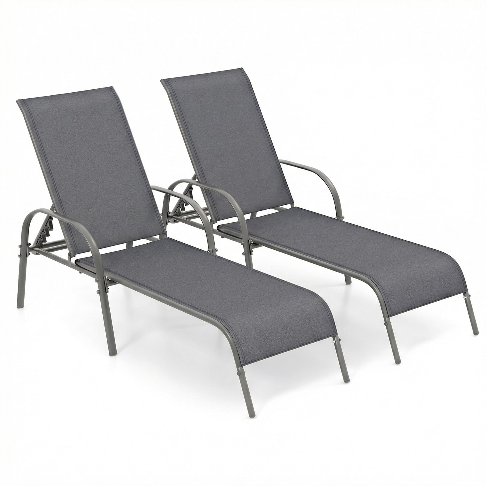 Costway - 2PCS Patio Lounge Chair Chaise with Adjustable Reclining Armrest - Gray price history on PriceWatchPro