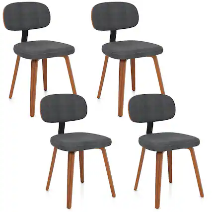 Front. Gymax - Gymax Dining Chairs Set of 4 w/Curved Backrest Padded Seat for Dining Room Living Room - Brown.
