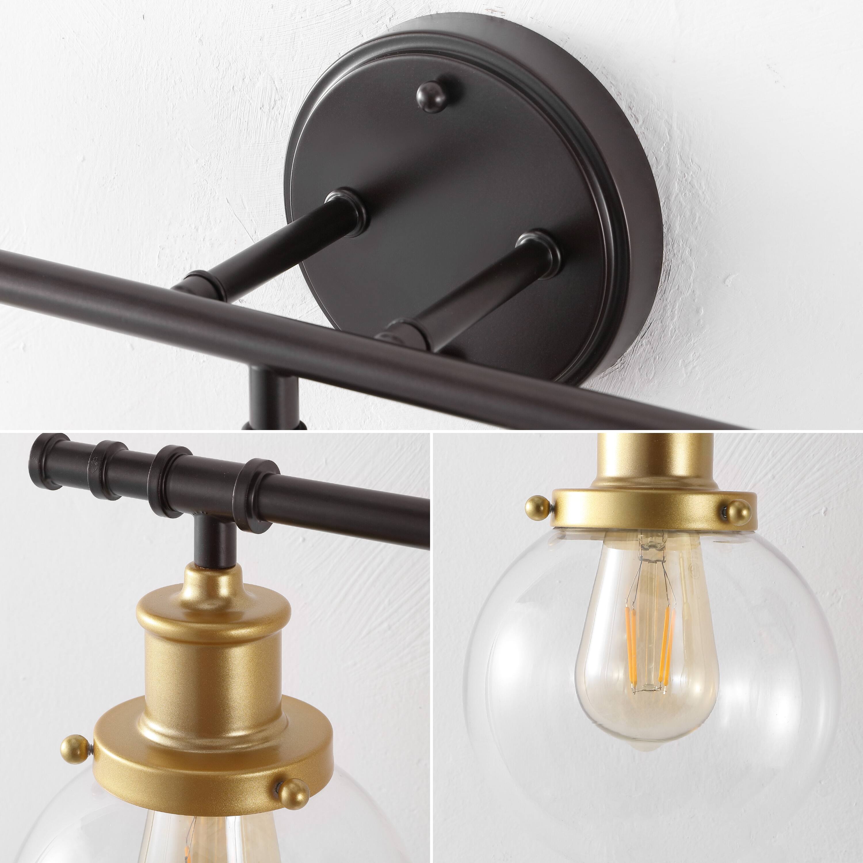 Alt View 4. Jonathan Y - Hugo 24.5" 3-Light Classic Vanity Light with Bathroom Hardware Accessory Set, Oil Rubbed Bronze/Gold Painting (5-Piece) - Oil Rubbed Bronze/Gold Painting.