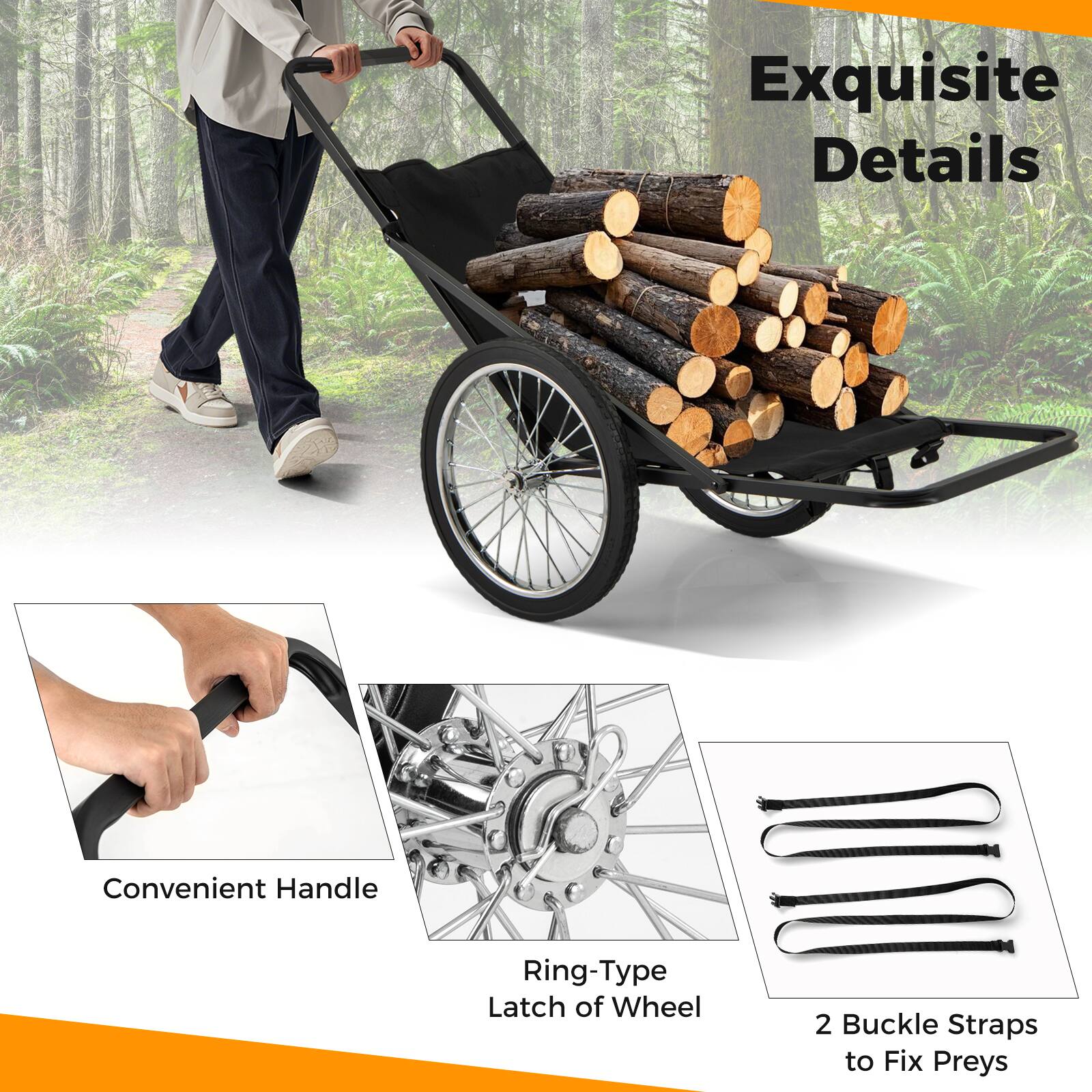 Exquisite Details  
Convenient Handle  
Ring-Type Latch of Wheel  
2 Buckle Straps to Fix Preys