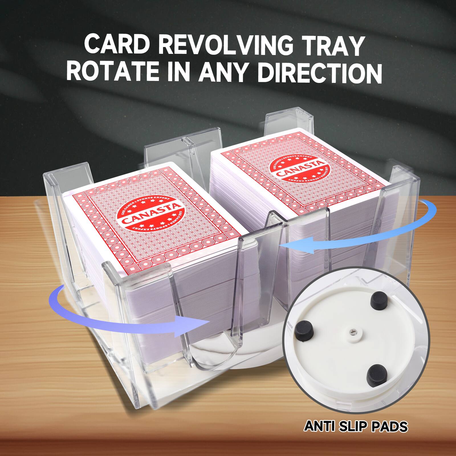 CARD REVOLVING TRAY ROTATE IN ANY DIRECTION, ANTI SLIP PADS