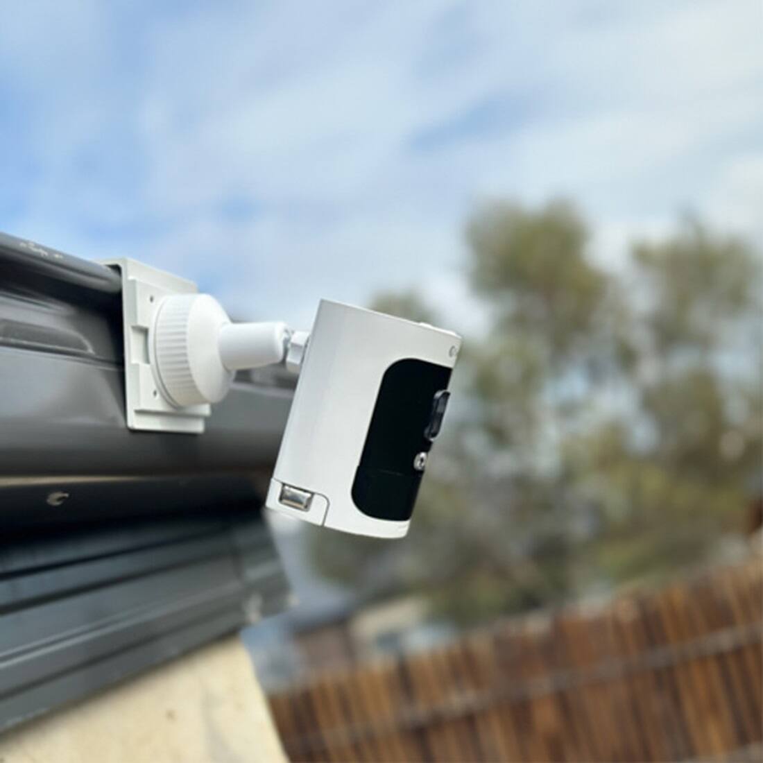 Alt View 12. Swann - Outdoor Gutter / Fence Mount for Swann Wire-Free Cameras & Solar Panels - White.