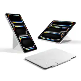 Pitaka - iPad Pro 13 Inch Case M5/M4, 5 Intuitive Angles, Portrait/Landscape Magnetic Case with Pencil Holder, Auto Wake/Sleep - White