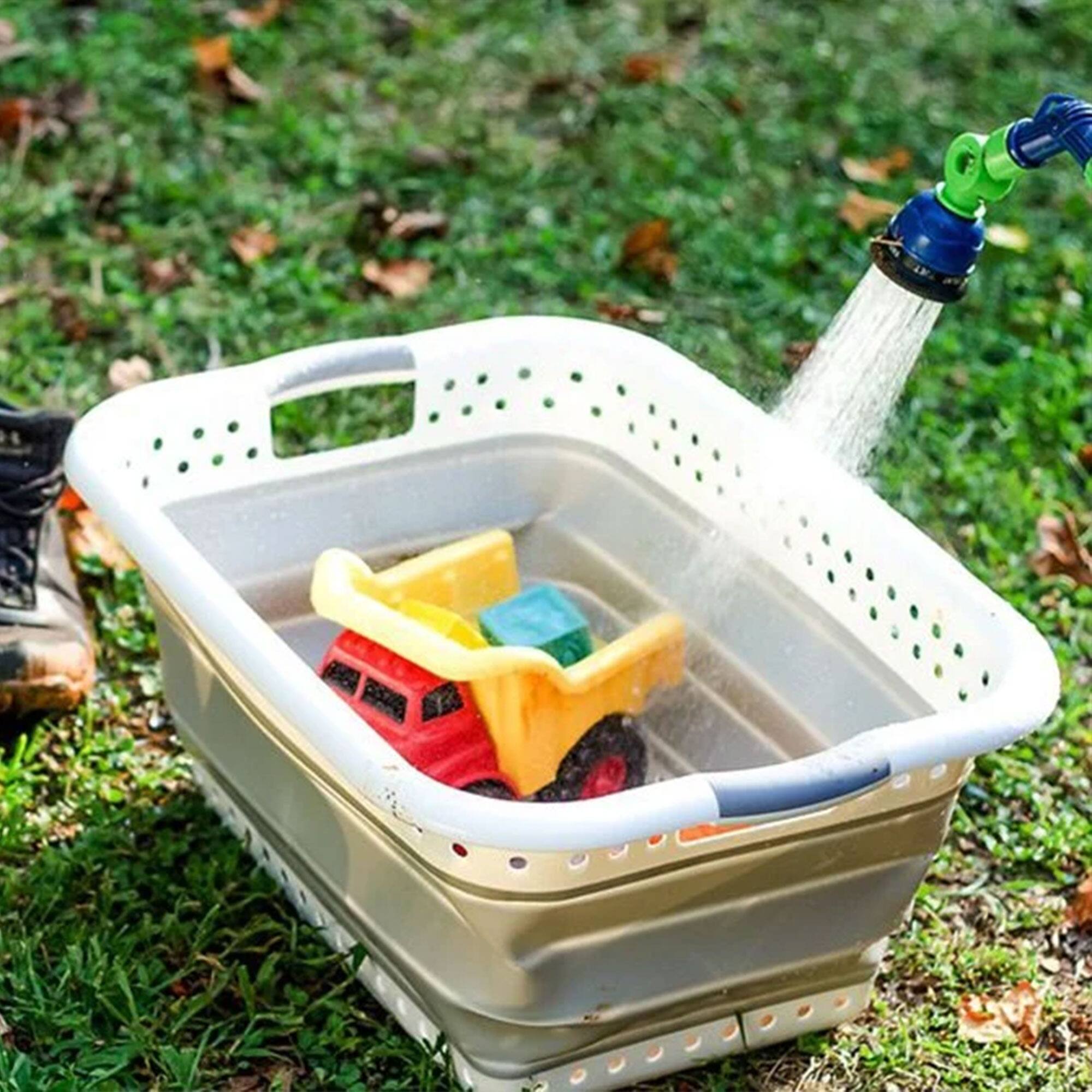 Alt View 10. Camco - Camco Collapsible Laundry Basket, Plastic Bin, Handles for Storage, Large, White - White.