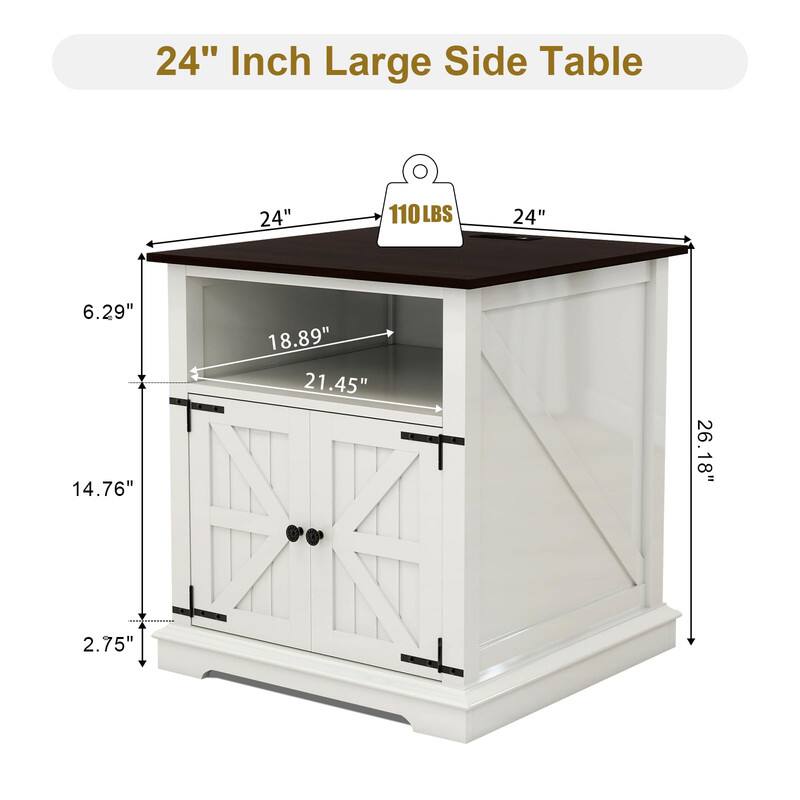 24" Inch Large Side Table  
110LBS  
24" x 24"  
6.29" x 18.89" x 21.45"  
14.76" x 2.75"  
26.18"