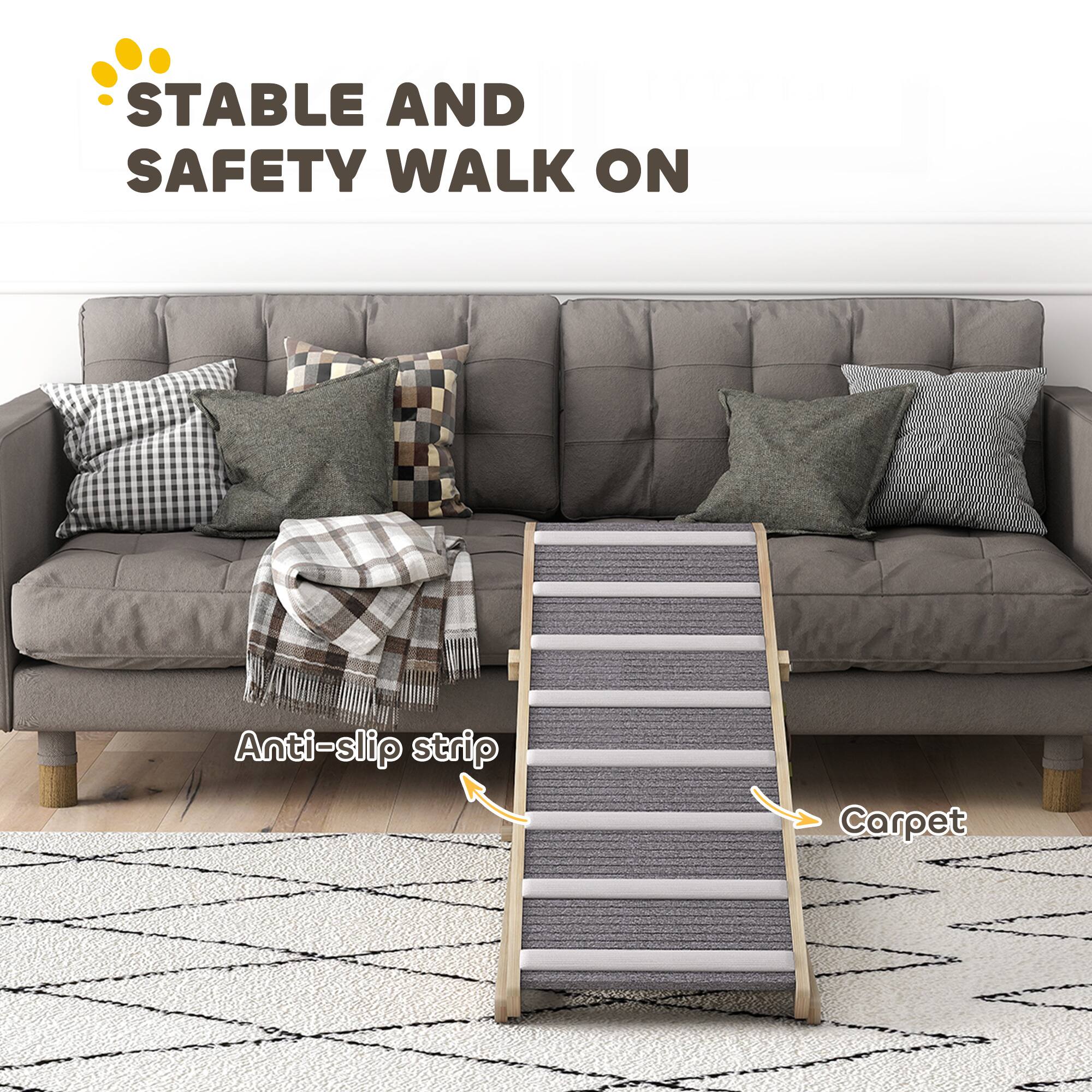 STABLE AND SAFETY WALK ON

Anti-slip strip

Carpet