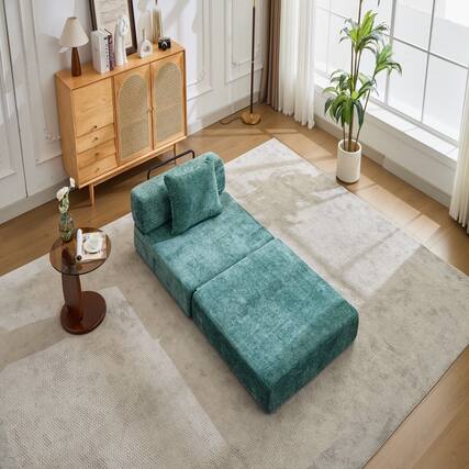 Front. Boyel Living - Convertible Chenille Floor Lounge Chair and Sleeper - Dark Green.