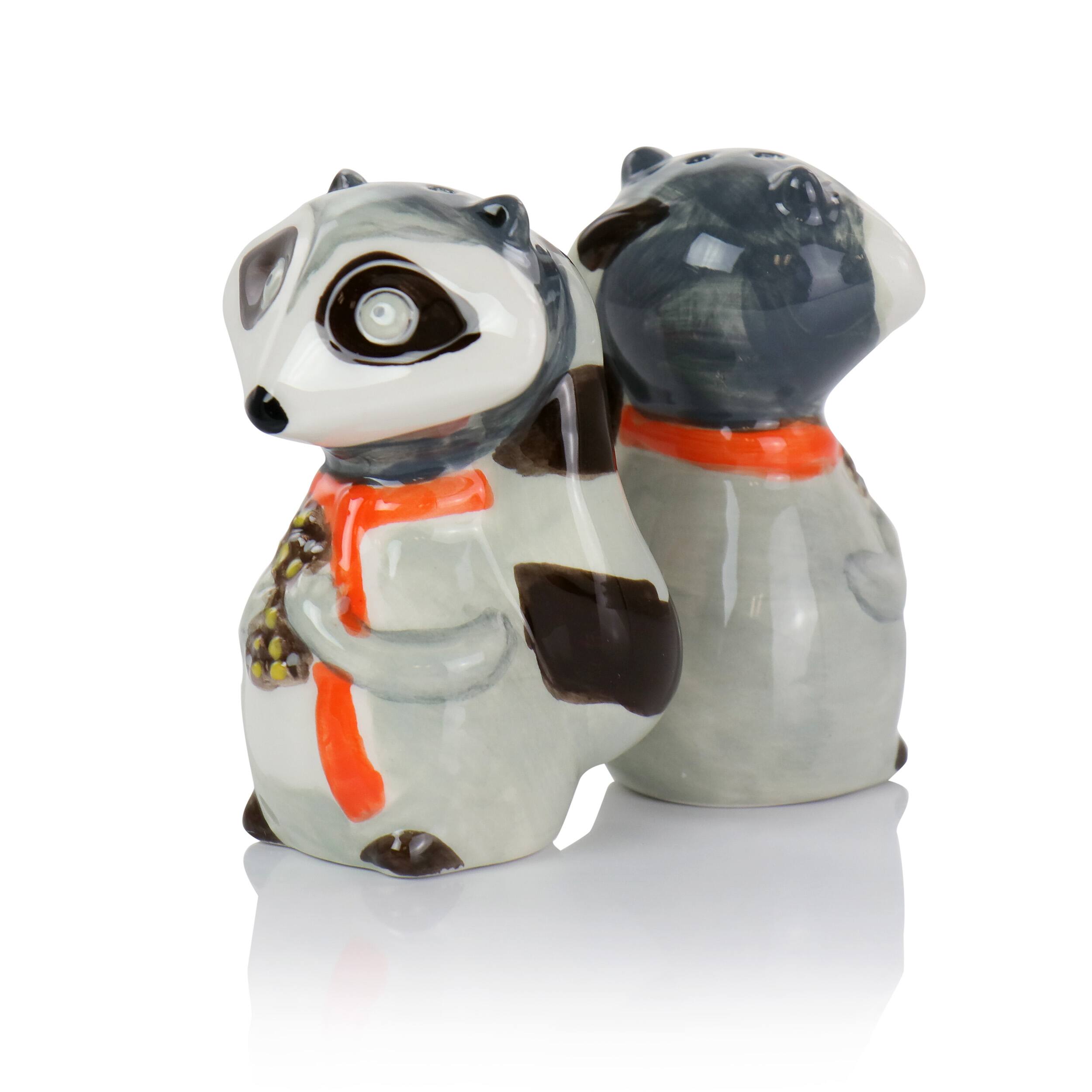 Alt View 1. Gibson - Gibson Home Woodland Raccoon 2 Piece Hard Dolomite Salt and Pepper Set - Grey.