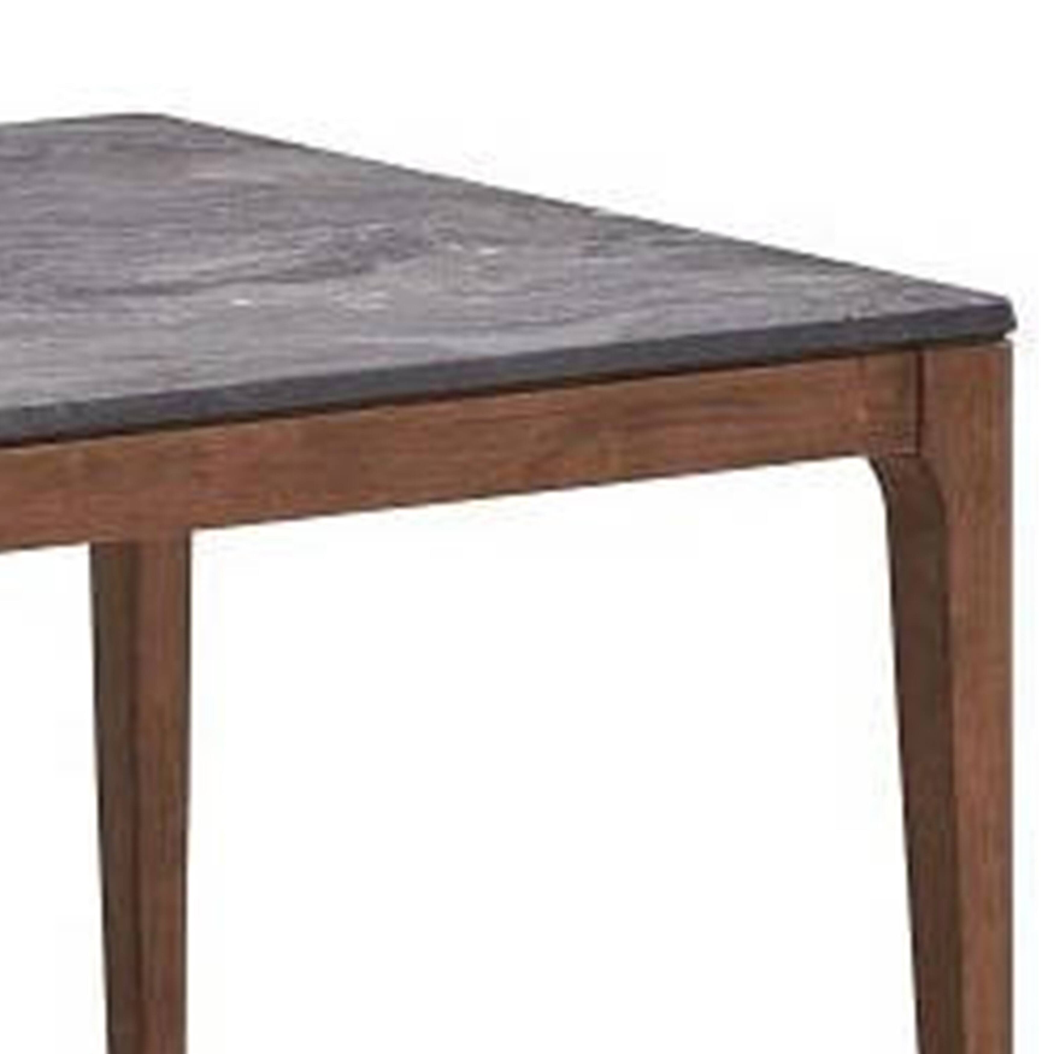Alt View 1. Manhattan Lane - Evis 63 Inch Dining Table, Marble Grain Faux Stone Top, Walnut Brown Wood - Brown.