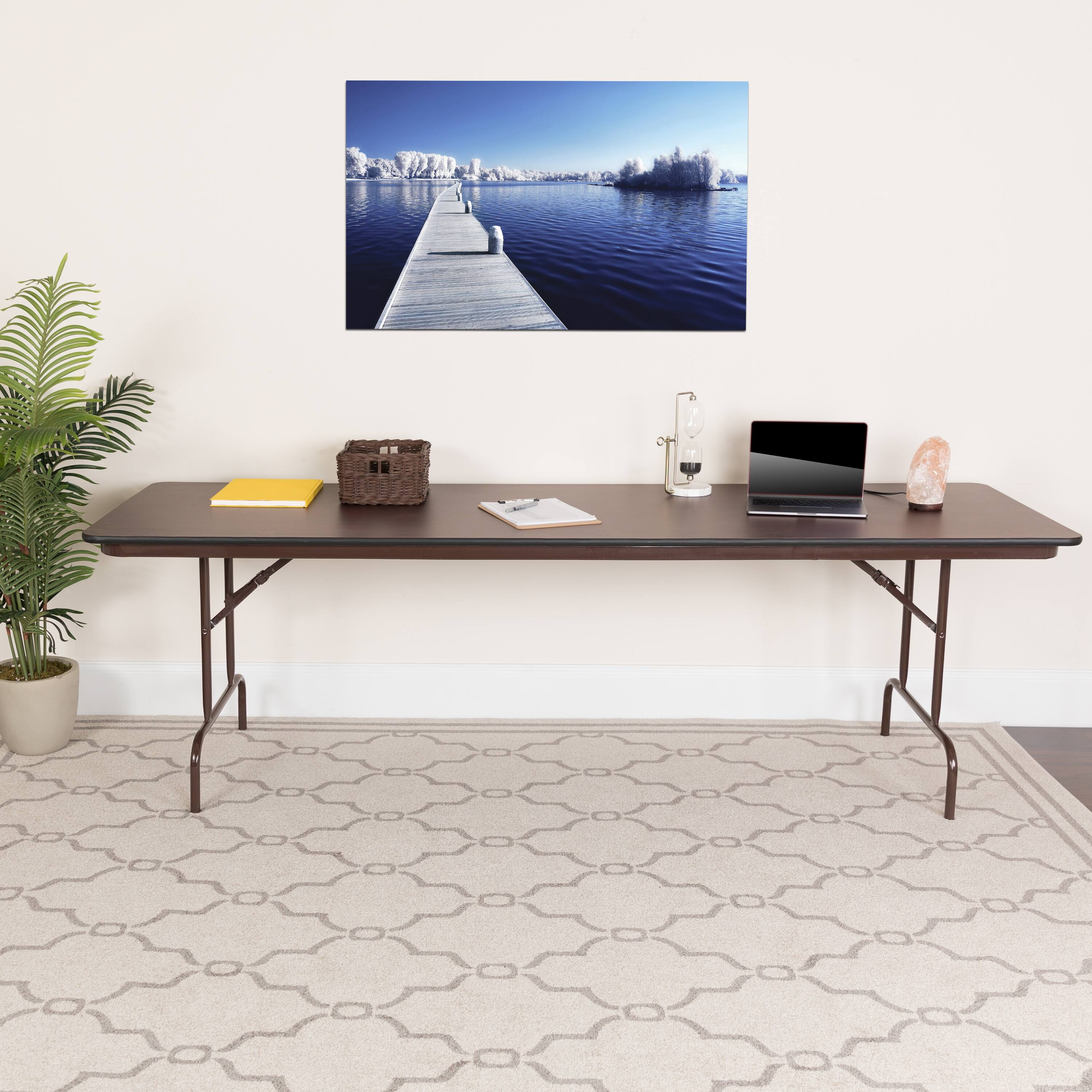 Angle. Flash Furniture - Floyd 8-Foot High Pressure Mahogany Laminate Folding Banquet Table - Brown.