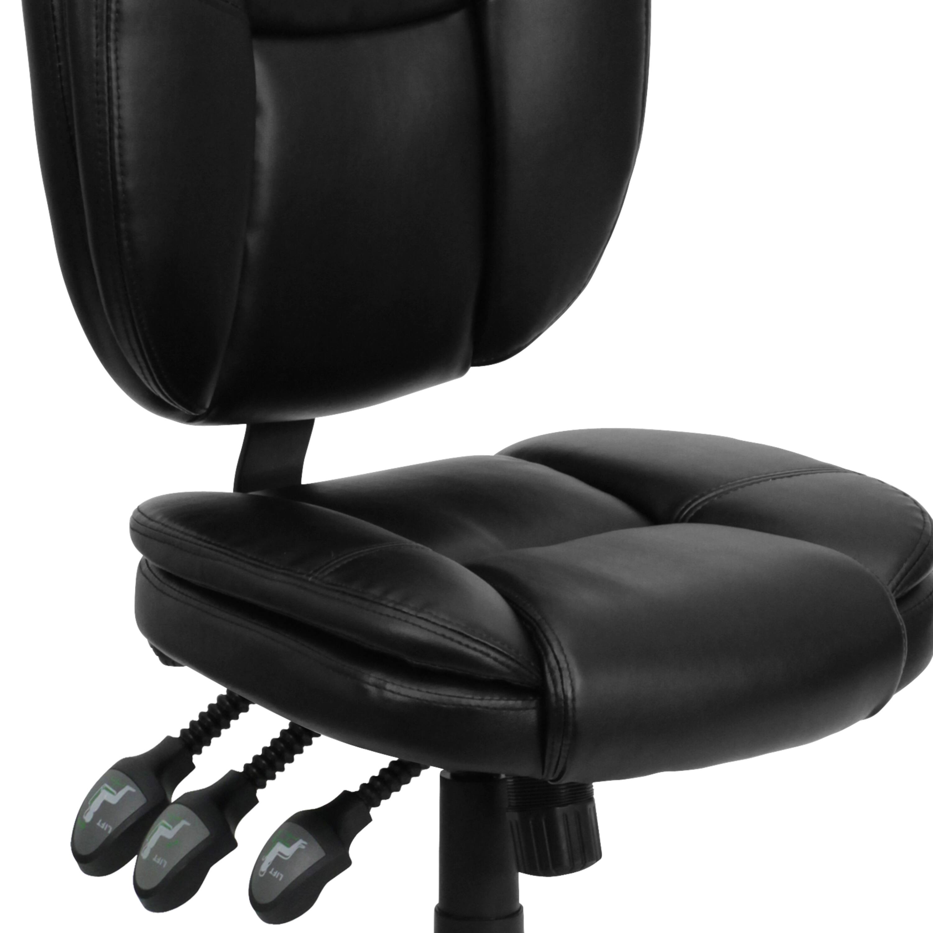 Alt View 9. Emma + Oliver - Mid-Back Multifunction Pillow Top Swivel Ergonomic Task Office Chair - Black LeatherSoft.