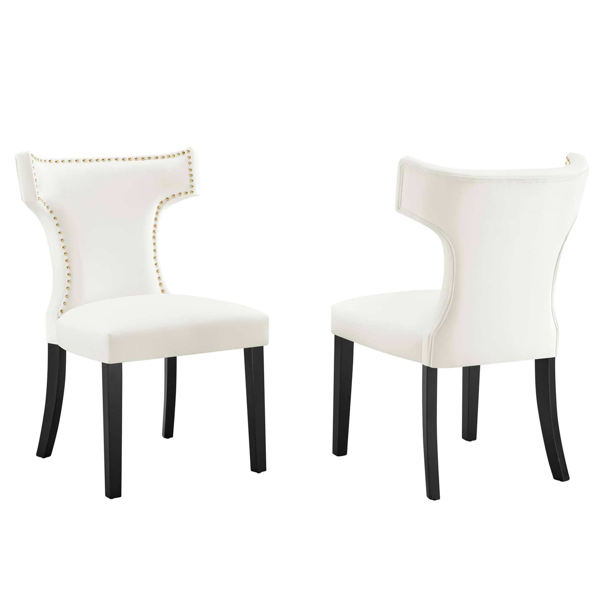Angle. Modway - Curve Performance Velvet Dining Chairs Set of 2 by Modway - White.
