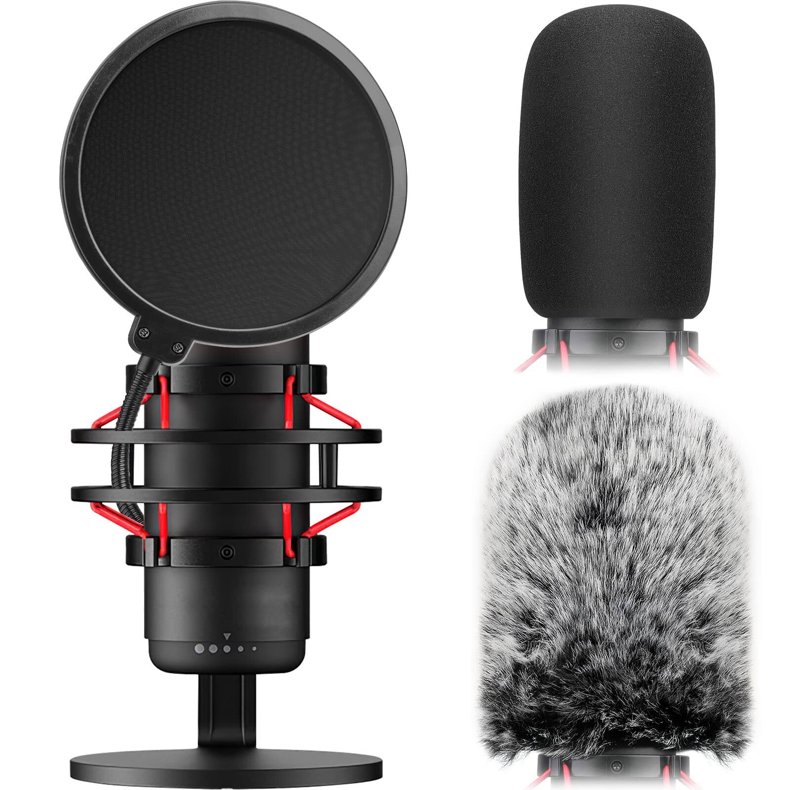 Fabibe - Pop Filter For Quadcast 3 In 1 S Mic + Furry Windscreen+ Foam Cover Microphone Professional Noise Reduction Set By Co