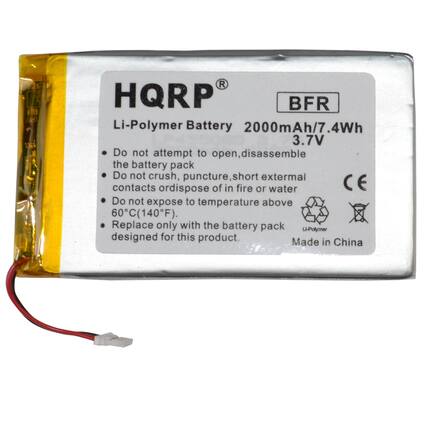 HQRP BFR Li-Polymer Battery 2000mAh/7.4Wh 3.7V
- Do not attempt to open, disassemble the battery pack
- Do not crush, puncture, short external contacts or dispose of in fire or water
- Do not expose to temperature above 60°C (140°F)
- Replace only with the battery pack designed for this product
CE
Made in China