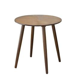 Manhattan Lane - Ary Side End Table, 24 Inch Round Wood Top, Angled Legs - Walnut Brown