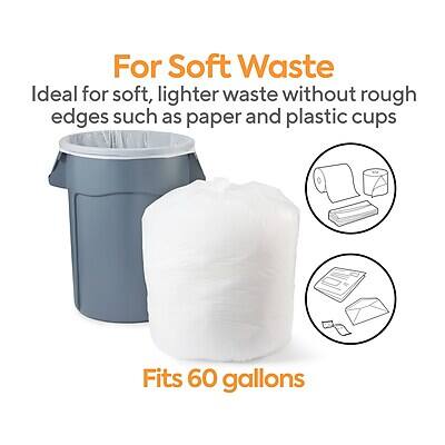 For Soft Waste  
Ideal for soft, lighter waste without rough edges such as paper and plastic cups  
Fits 60 gallons