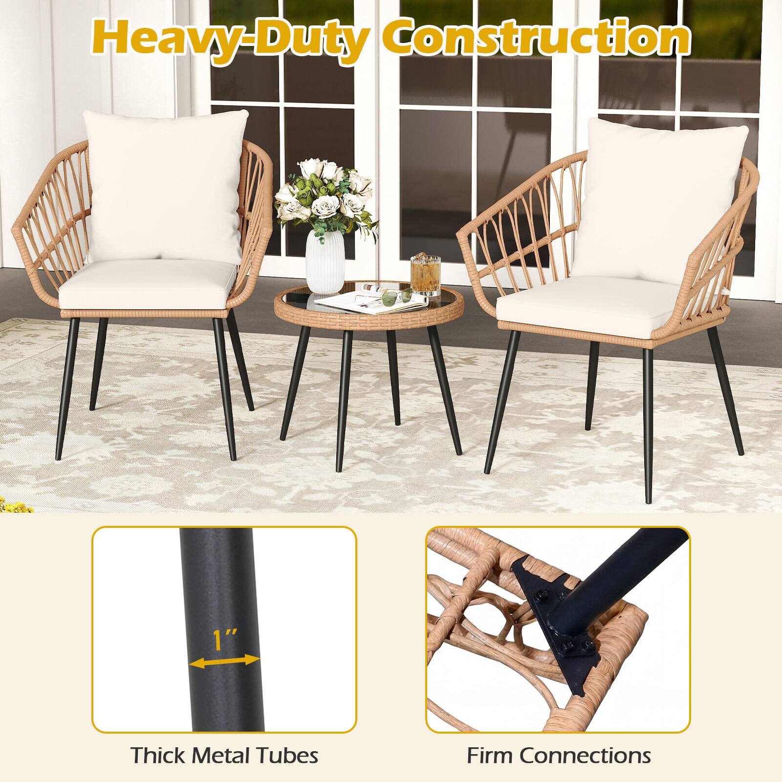 Heavy-Duty Construction  
1" Thick Metal Tubes  
Firm Connections