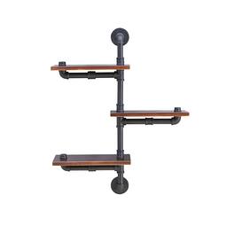 Danya B - 3-Tier Staggered Industrial Pipe Wall Shelf - Brown