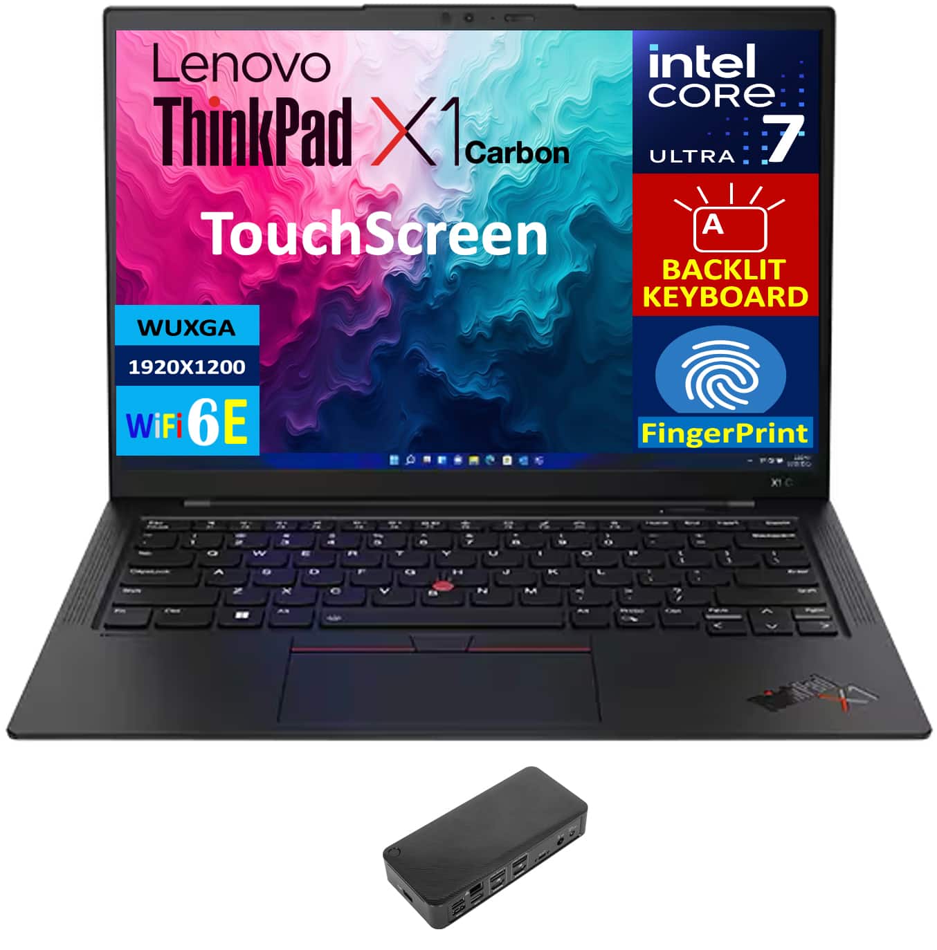 Lenovo - ThinkPad X1 Carbon Laptop 14.0 WUXGA (Intel Ultra 7 155U, 32GB LPDDR5X, 1TB PCIe SSD, Win 11 Pro) - Black