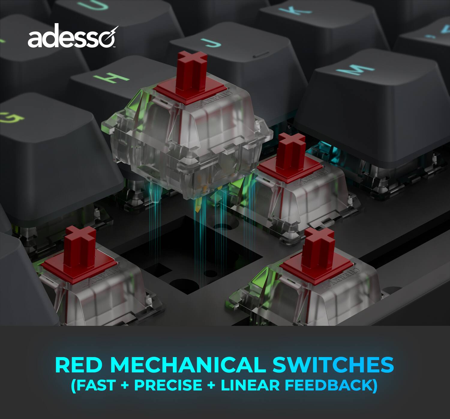 adesso S  J EEALLT  Z CHTERRY RED MECHANICAL SWITCHES (FAST + PRECISE + LINEAR FEEDBACK)