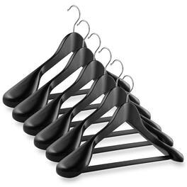 Casafield - 6pk Wide Shoulder Wooden Suit Hangers - Black