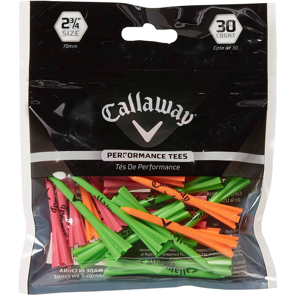 2 3/4 SIZE 30 COUNT 70mm Cpte d 30 Callaway PERFORMANCE TEES Ts De Performance 9 JE 0   42 CHINA IN MADE CHINE EN BRIQU T KU Con av _U la de Golf 0S evron ti0o Compan ti 3090 is Golf Company f o.aem55 tto  Mn 1 2017 aaomene N chevron Compan callaway