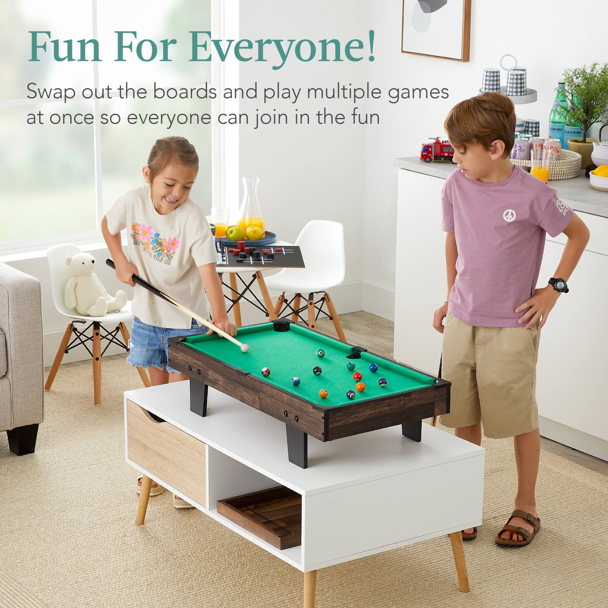 Fun For Everyone!  
Swap out the boards and play multiple games at once so everyone can join in the fun.