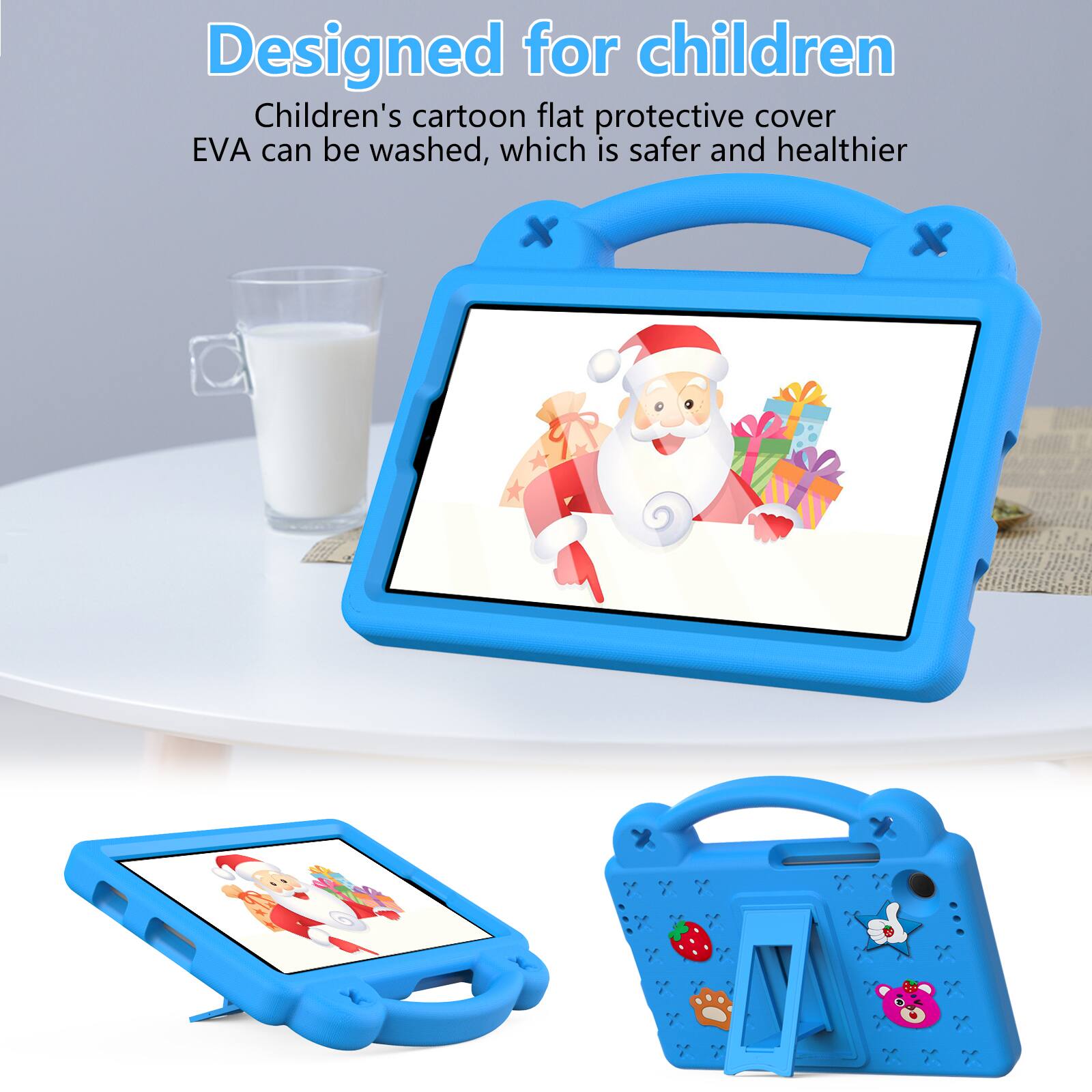 Designed for children  
Children's cartoon flat protective cover EVA can be washed, which is safer and healthier
