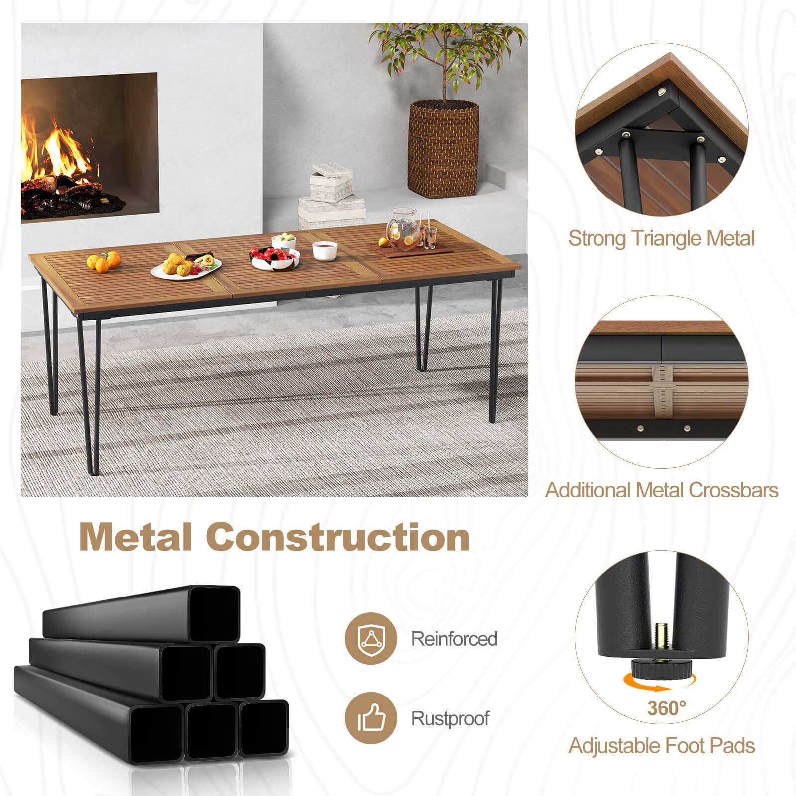 Strong Triangle Metal  
Additional Metal Crossbars  
Metal Construction  
Reinforced  
Rustproof  
360° Adjustable Foot Pads