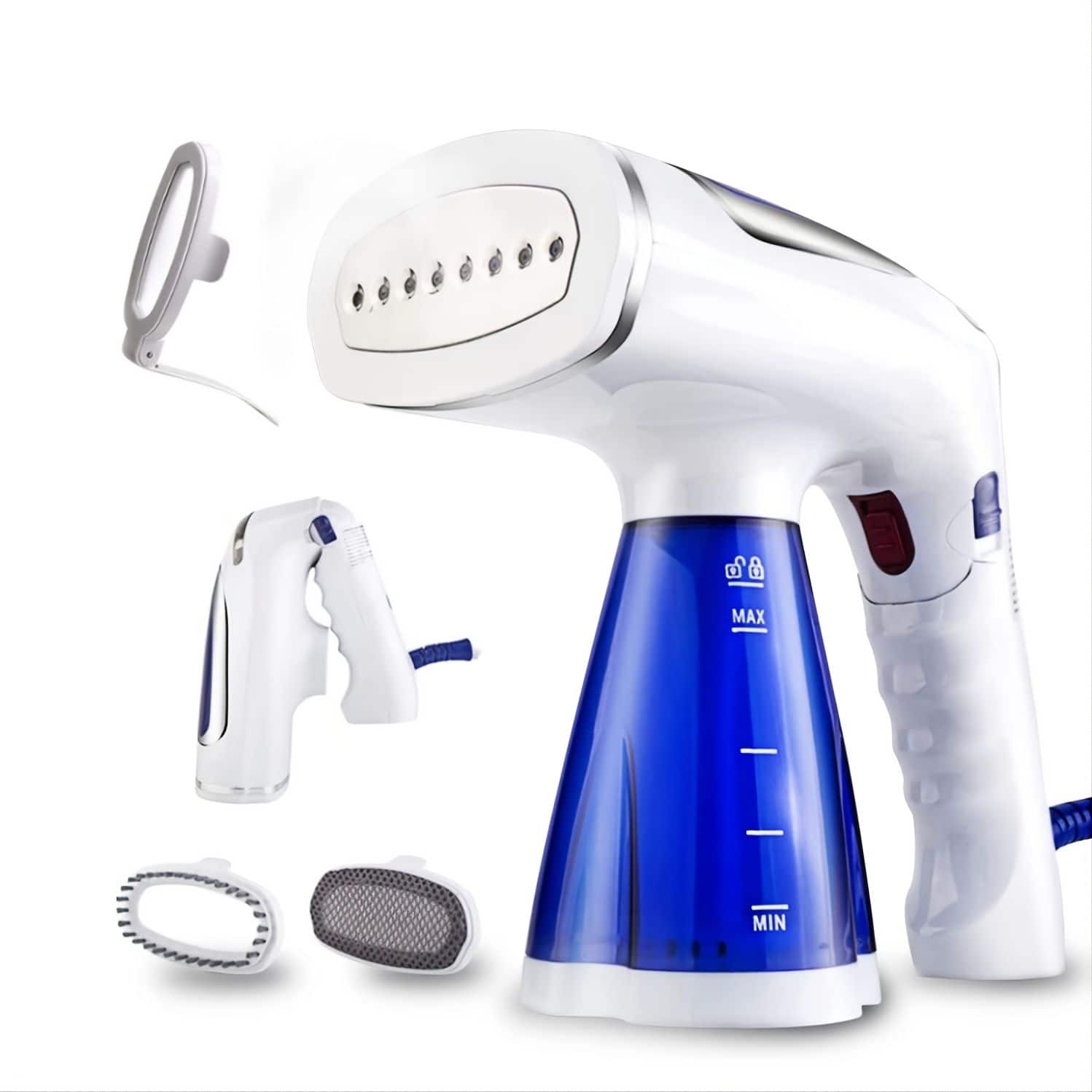 Forest'nSky - 1600W Handheld Steamer & Iron, 3 Brushes & 3 Modes, 250ml Tank, Fast Heat-Up Fabric Wrinkle Remover - Blue