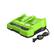 Front. Greenworks - 24V 2A Dual Port Battery Charger - Green.