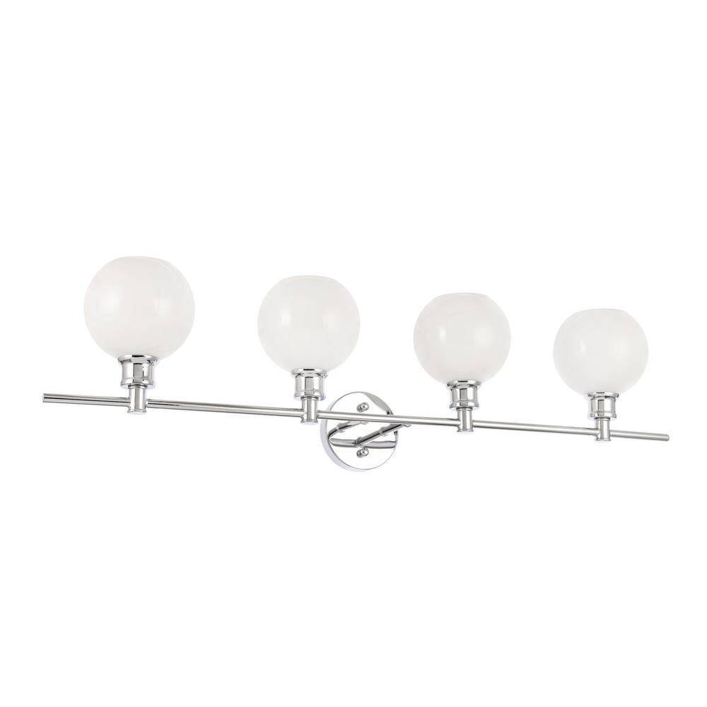 Alt View 7. Living District - Collier 4 light Chrome and Frosted white glass Wall sconce - Chrome And Frosted White Glass.